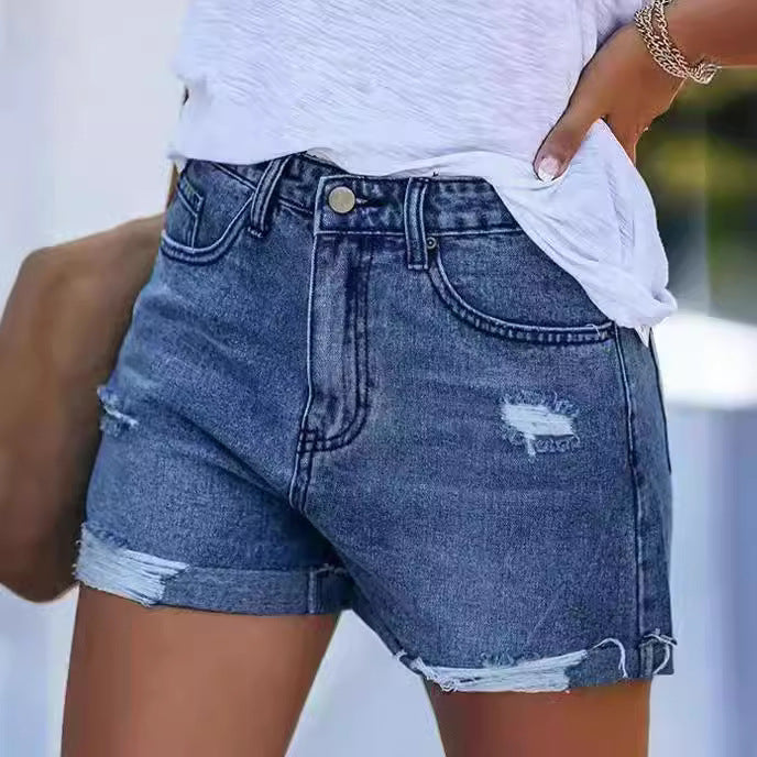 Damen Denim-Shorts im modischen Destroyed-Look mit lässigem Schnitt Drune