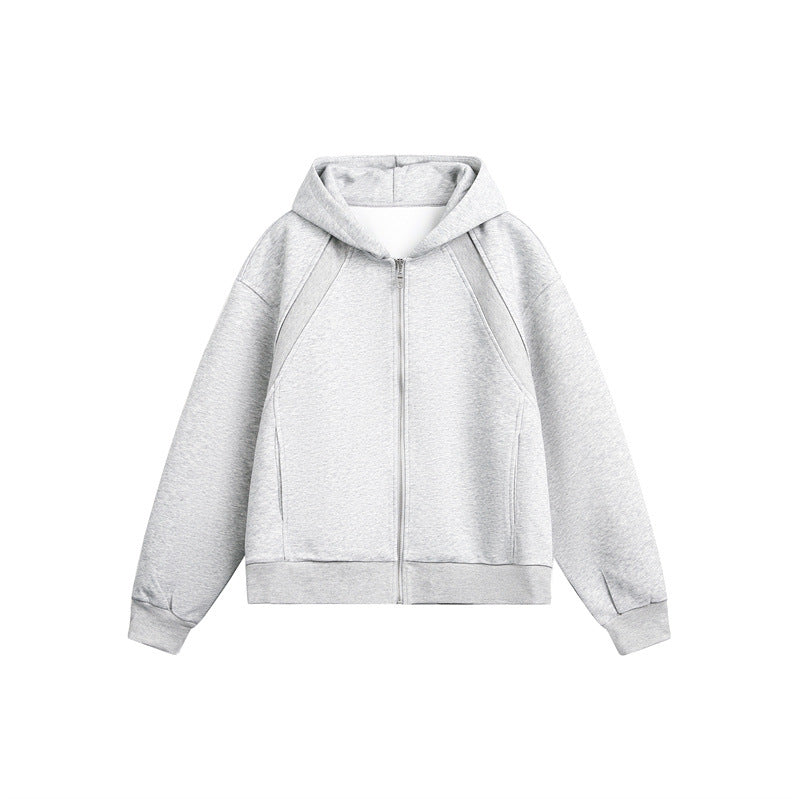 Unisex Leichte Oversize‑Kapuzen‑Sweatjacke mit durchgehendem Reißverschluss, Raglanärmeln und Eingrifftaschen Drune