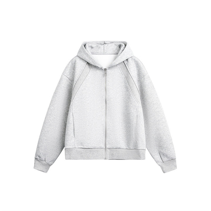 Unisex Leichte Oversize‑Kapuzen‑Sweatjacke mit durchgehendem Reißverschluss, Raglanärmeln und Eingrifftaschen Drune