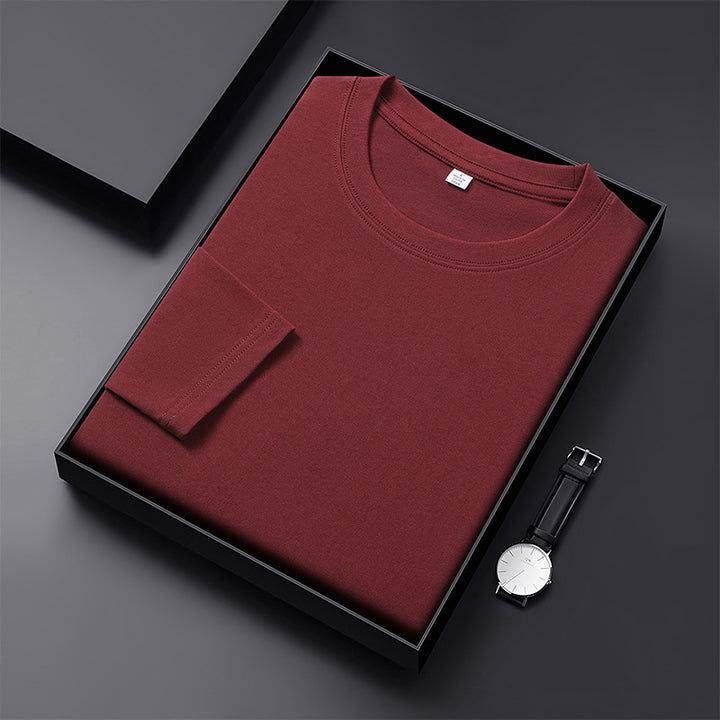 Herren Langarmshirt aus Premium-Baumwollmix mit Rundhalsausschnitt und feiner Rippstruktur Drune