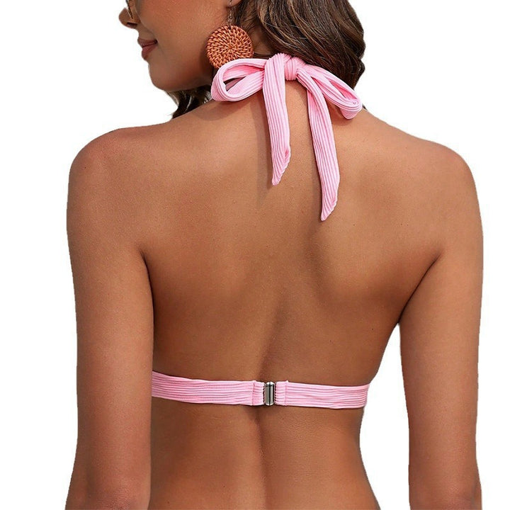 Damen Triangel-Bikinioberteil mit modischem Rippendesign und dekorativen Schnallen Drune