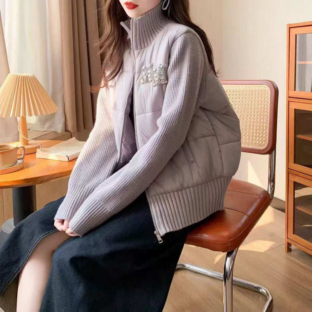 Damen Steppweste mit eleganten Strickärmeln Drune