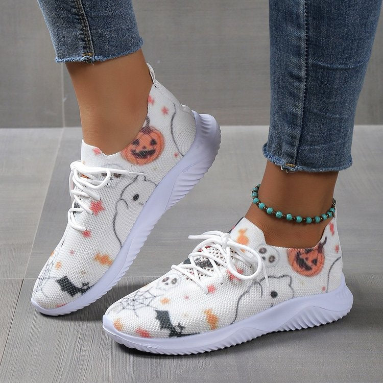 Damen Sportliche Sneakers mit Halloween-Motiv und elastischem Obermaterial Drune