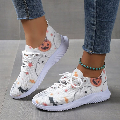 Damen Sportliche Sneakers mit Halloween-Motiv und elastischem Obermaterial Drune