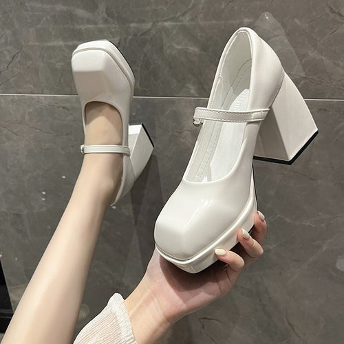 Damen Elegante Plateau-Pumps mit verstellbarem Riemen Drune