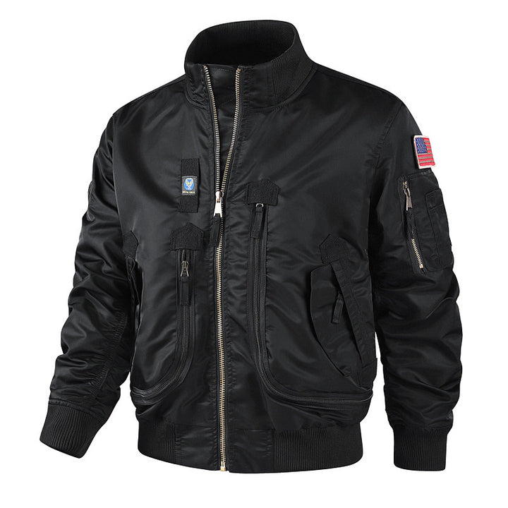 Herren bomberjacke mit hohem Kragen und multifunktionalen Taschen Drune