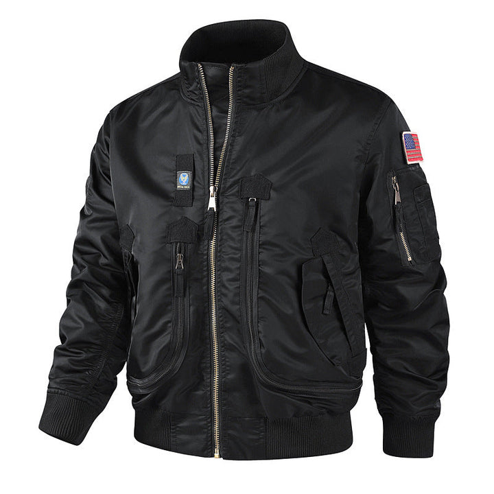 Herren bomberjacke mit hohem Kragen und multifunktionalen Taschen Drune
