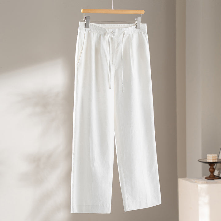 Damen Relaxed Palazzo-Hose aus Viskose‑Leinen mit Bundfalte und Tunnelzug Drune