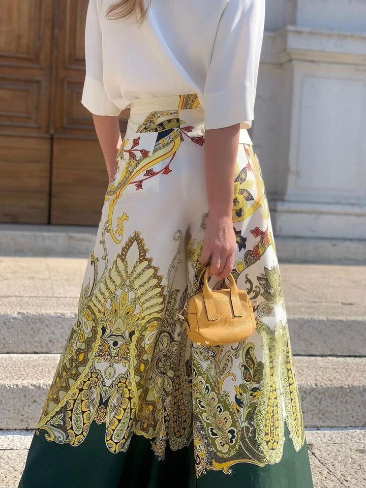 Damen Weit geschnittene Palazzo-Hose mit opulentem Muster Drune