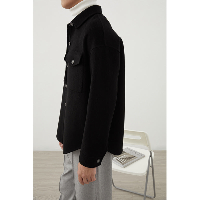 Herren Weiche Wollmix-Hemdjacke im Boxy-Schnitt Drune