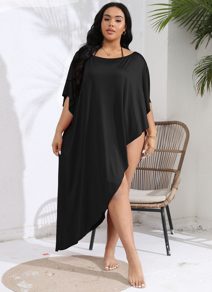 Damen luftiger Strandüberwurf mit elegantem asymmetrischen Schnitt Drune