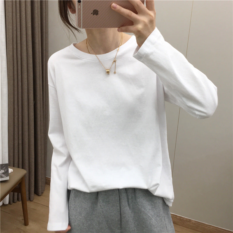 Damen lässiges Langarmshirt mit rundem Ausschnitt Drune