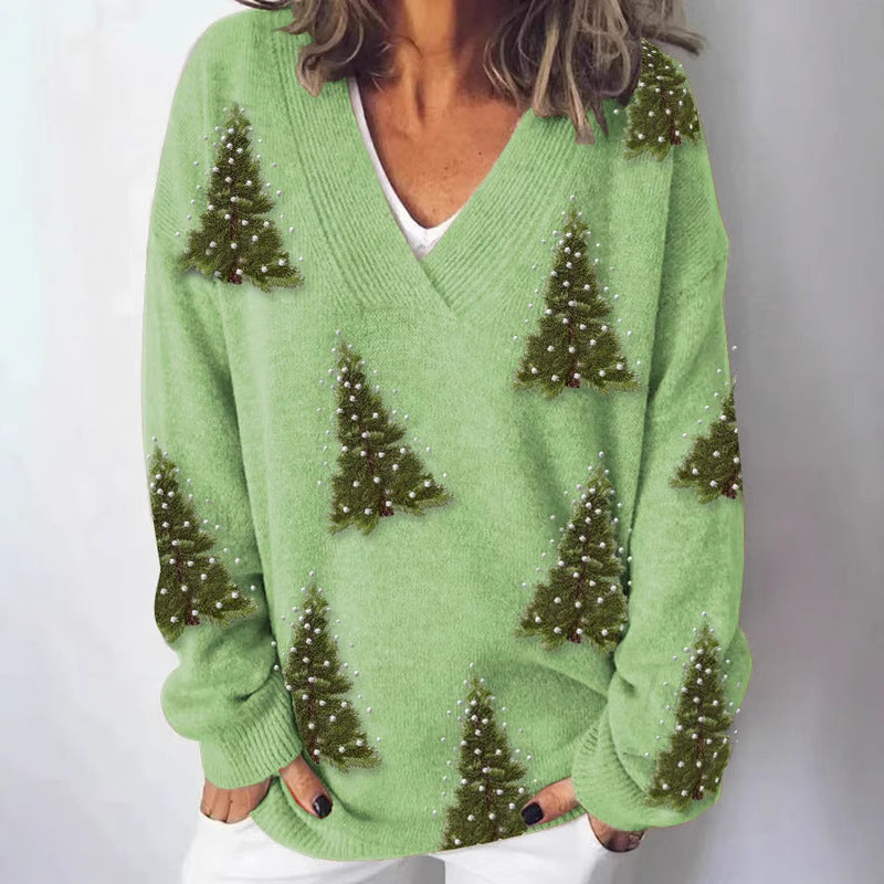 Damen Strickpullover mit kunstvollem Landschaftsmuster Drune