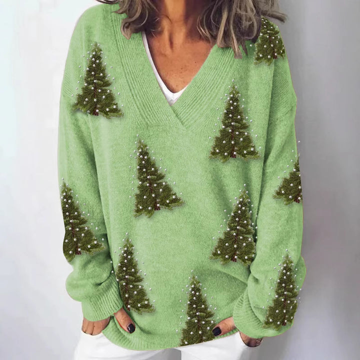 Damen Strickpullover mit kunstvollem Landschaftsmuster Drune