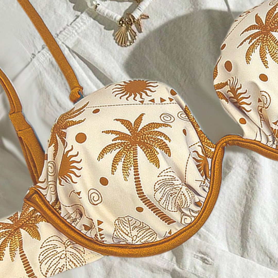 Damen Bikini-Set mit verstellbaren Trägern und charmanten Muschelverzierungen Drune
