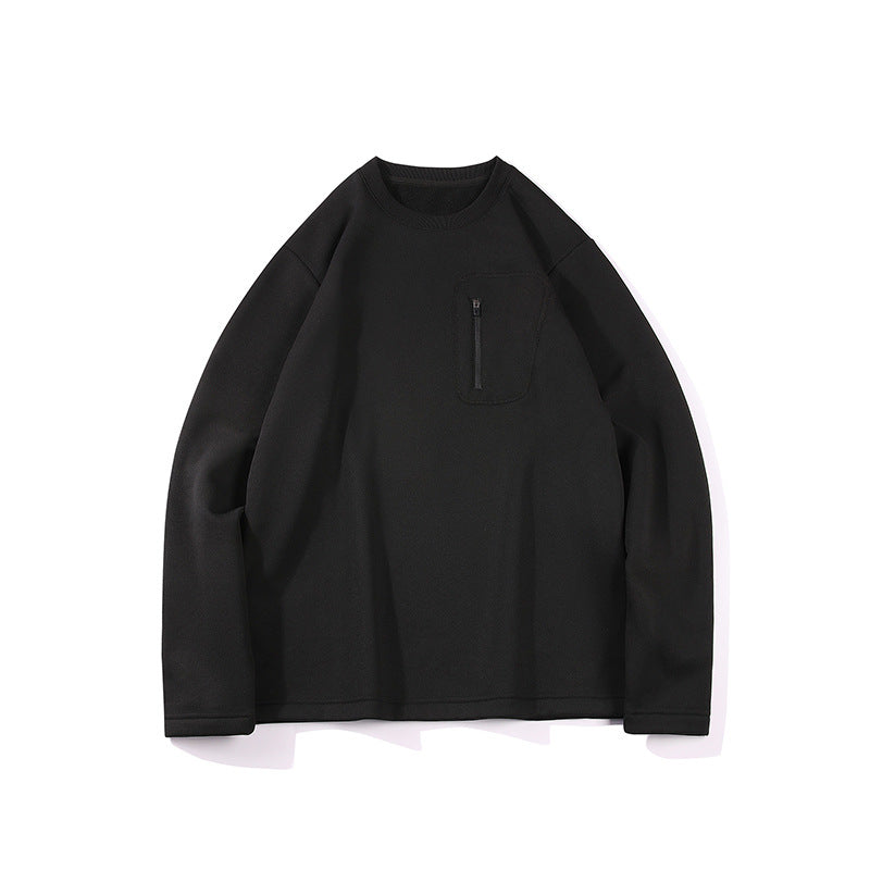 Herren Oversized-Sweatshirt mit Brust-Reißverschlusstasche, Raglanärmeln und softem Innenfutter Drune