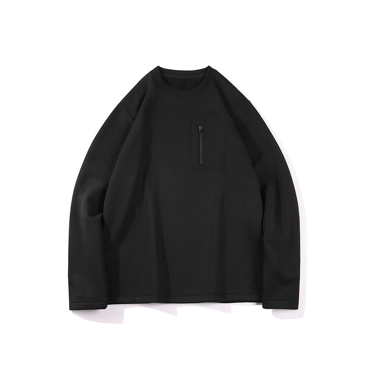 Herren Oversized-Sweatshirt mit Brust-Reißverschlusstasche, Raglanärmeln und softem Innenfutter Drune