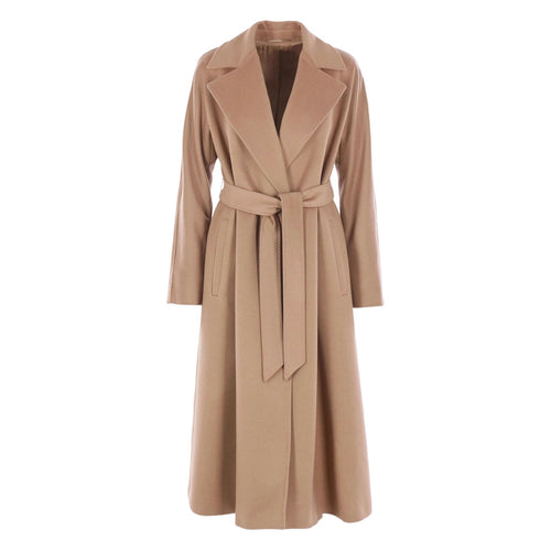 Damen Eleganter Wickelmantel aus Wollmix mit breitem Revers und Taillengürtel Drune