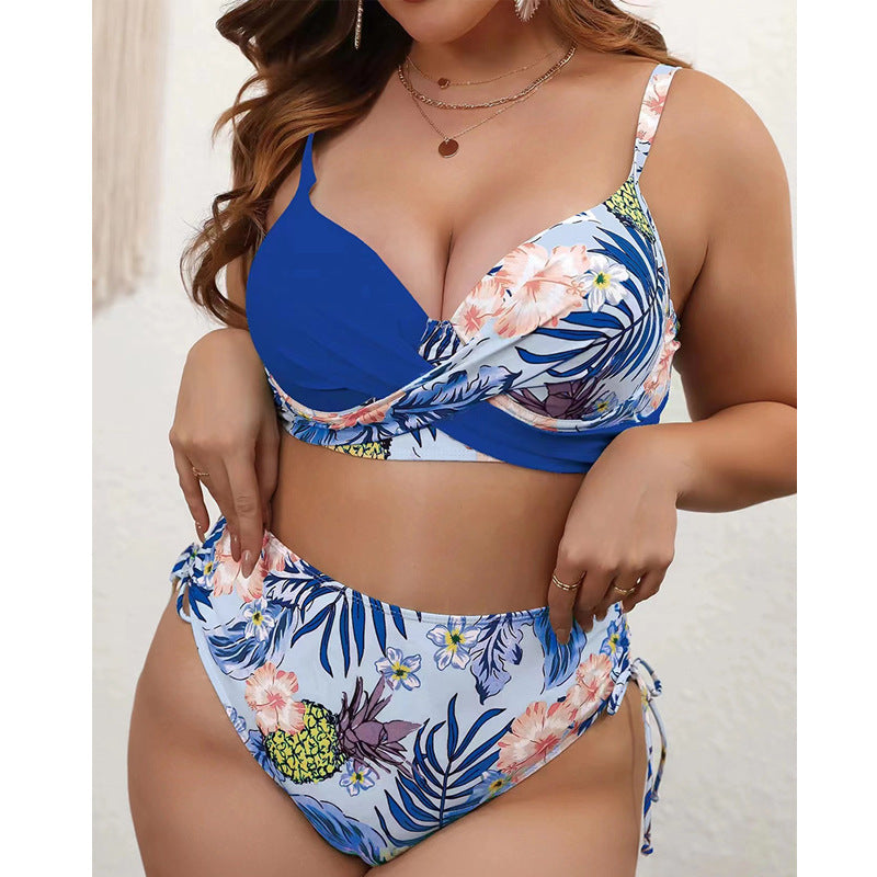 Damen Hochtailliertes Bikini-Set mit floralem Oberteil Drune