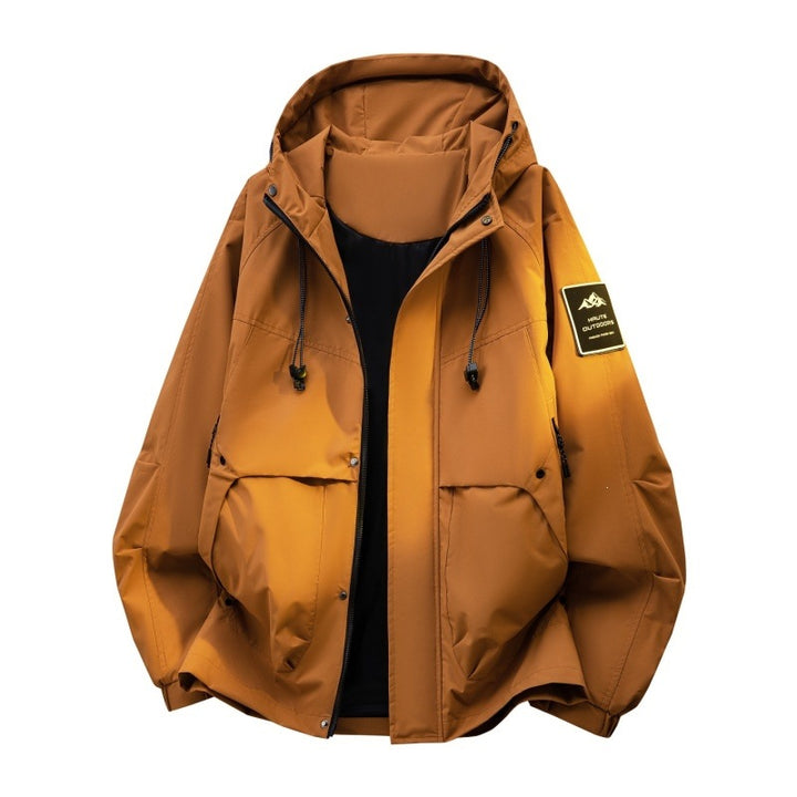 Herren Wattierte Kapuzen-Utility-Jacke mit abnehmbarem Innenfutter & hohem Stehkragen Drune