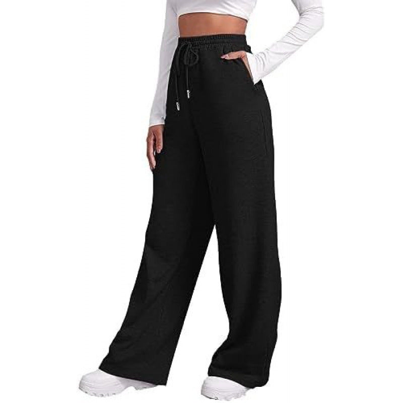 Damen nan fließende High-Waist Palazzo-Loungehose aus leichtem Jersey mit Elastikbund und praktischen Eingrifftaschen Drune