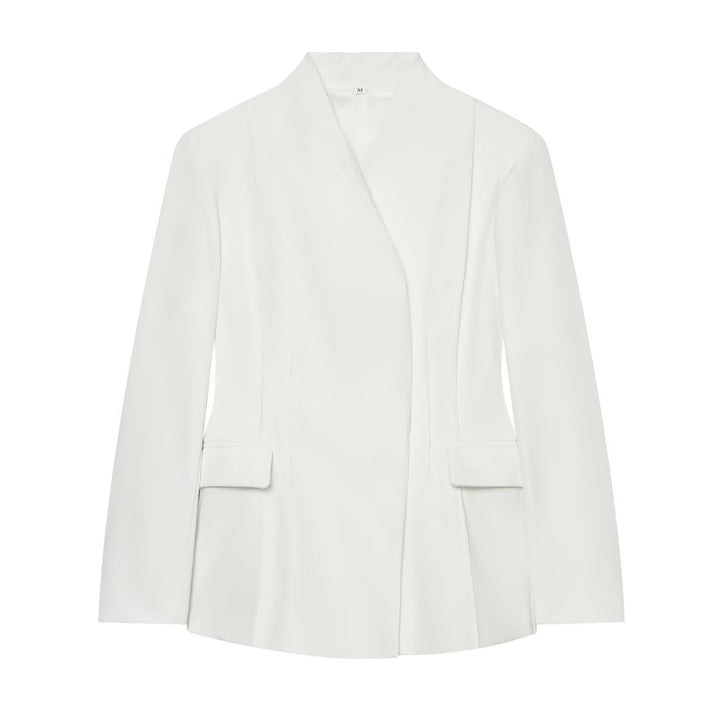 Damen Elegantes zweiteiliges Anzugset mit kastenlosem Blazer und High‑Waist Weitbein‑Hose Drune
