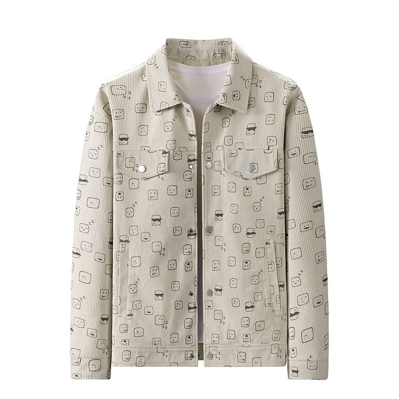Herren Lässige Cordjacke mit einzigartigem Muster Drune