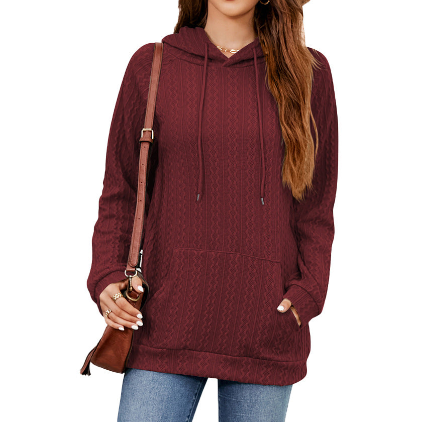 Damen Hoodie mit strukturiertem Muster und praktischer Kängurutasche Drune