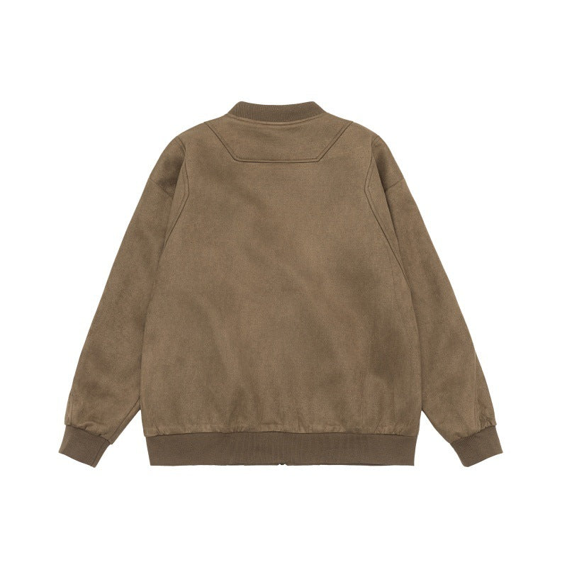 Unisex Kurzblouson im Vintage‑Suede‑Look mit Brustklappen, Reißverschlusstaschen und Rippbündchen Drune