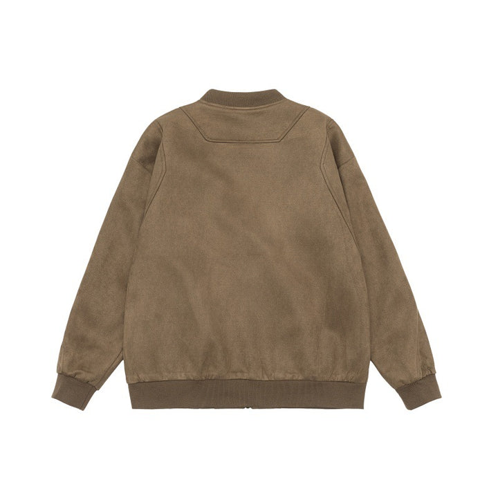 Unisex Kurzblouson im Vintage‑Suede‑Look mit Brustklappen, Reißverschlusstaschen und Rippbündchen Drune