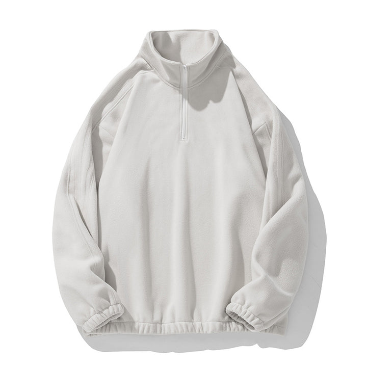 Unisex Fleecepullover mit Halbreißverschluss, Stehkragen und elastischem Saum Drune