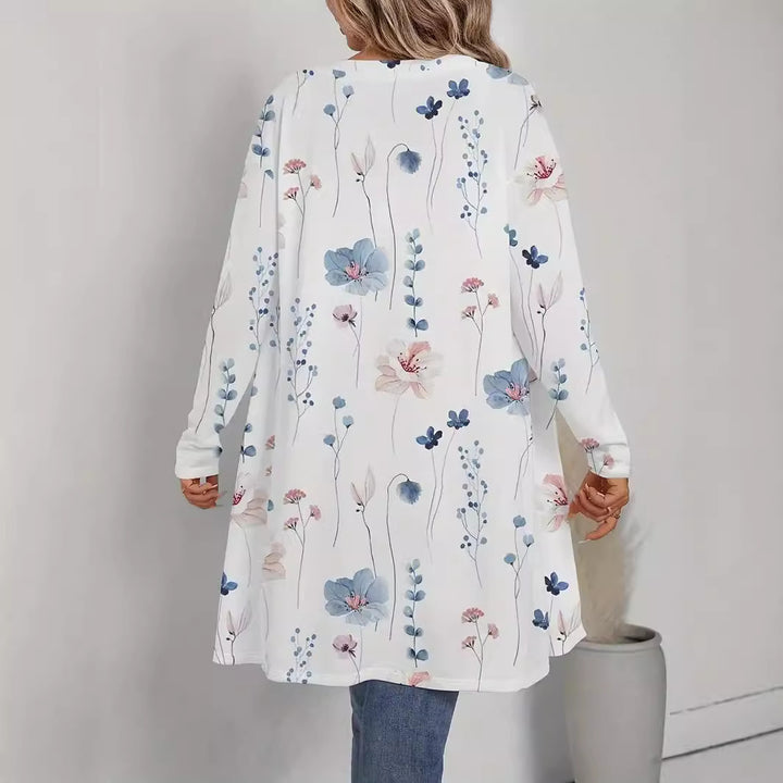 Damen Blütenmotiv Cardigan mit weitem Schnitt Drune