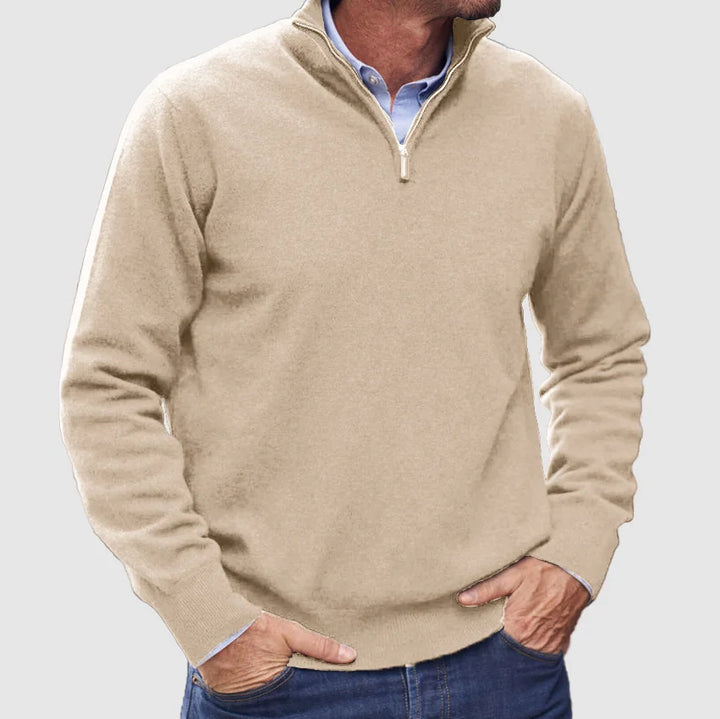 Herren Hochwertiger Strickpullover mit Stehkragen