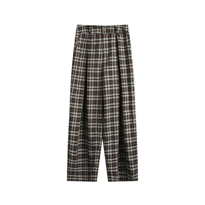 Damen Hochtaillierte Karierte Bundfalten‑Hose im weiten Culotte‑Schnitt Drune