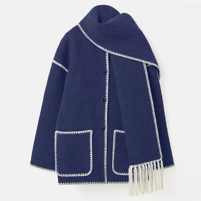 Damen Elegante und komfortable Wolle-Mantel Drune