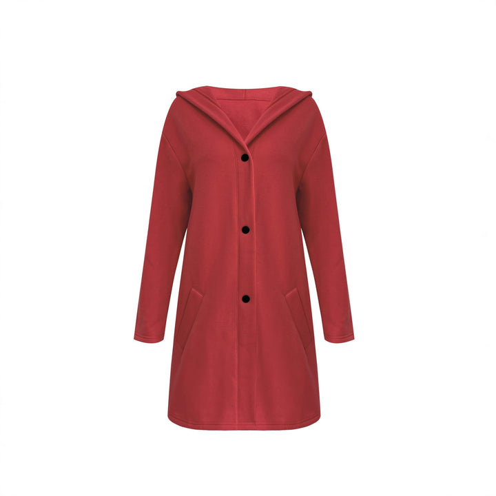 Damen Langer Kapuzen-Cardigan mit Druckknopfleiste, Eingrifftaschen und legerer Silhouette Drune