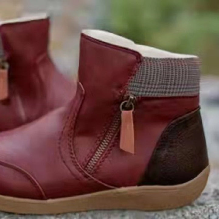 Damen modische Stiefeletten mit seitlichem Reißverschluss und bequemer Sohle Drune