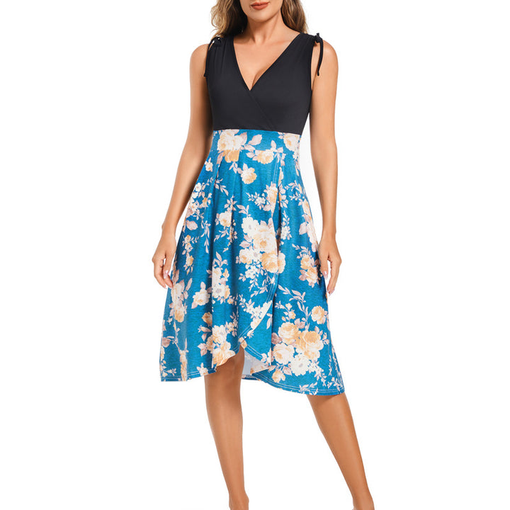Damen Wickelkleid mit floralem Design und tiefem V-Ausschnitt Drune
