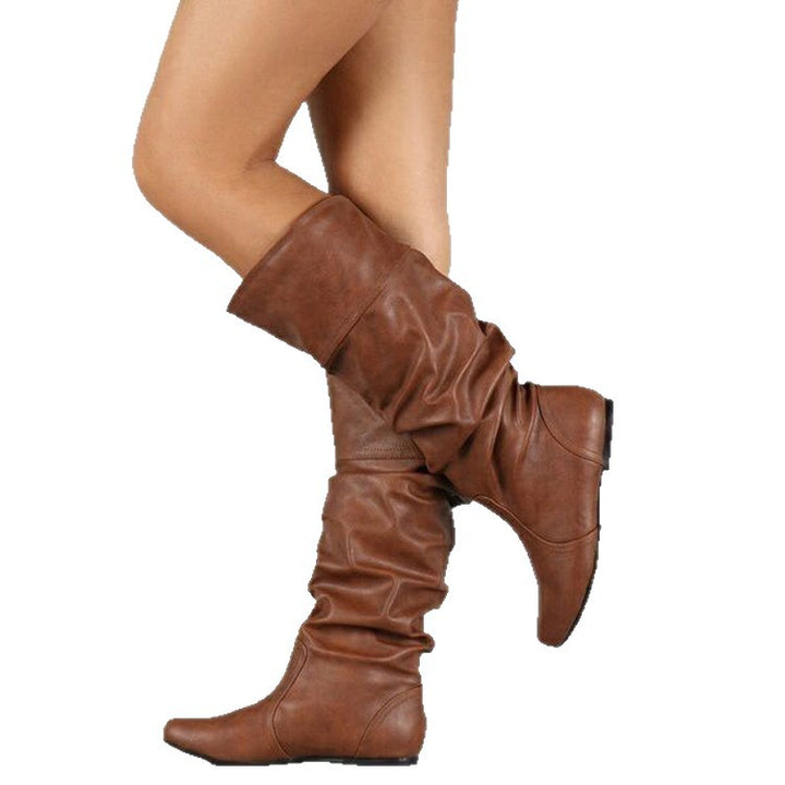 Damen nan lässige Slouch-Stiefel mit weichem Schaft, gerafftem Design und flacher Komfortsohle Drune