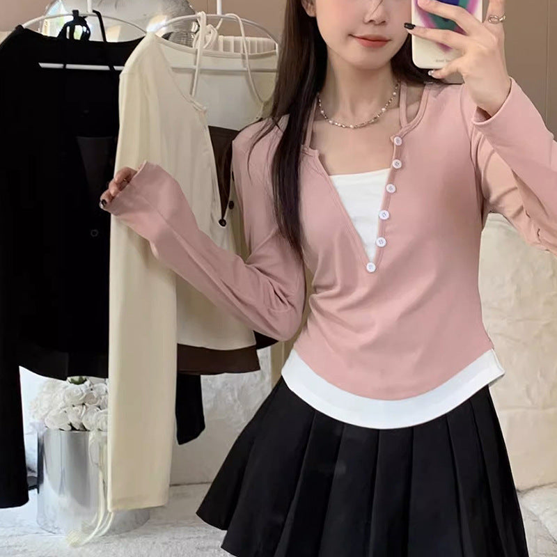 Damen Langarmshirt mit modernem Knopfleistentwurf und lässigem Schnitt Drune