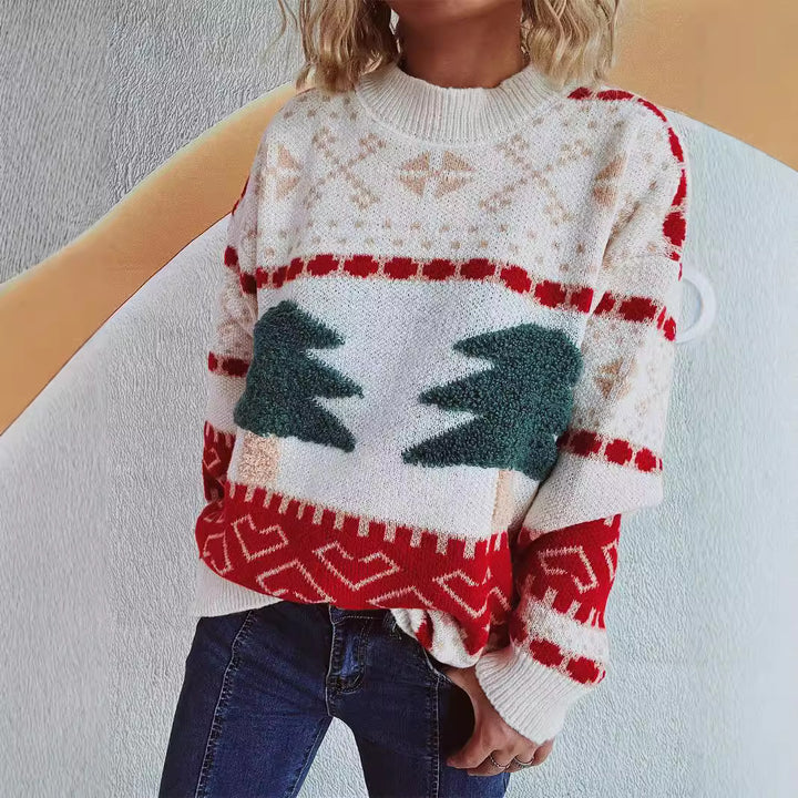 Damen festlicher Strickpullover mit weihnachtlichem Motiv und weichem Material Drune