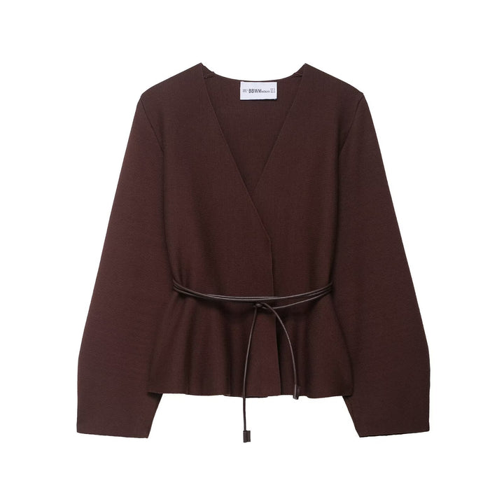 Damen Wickelbluse mit figurbetonendem Design und eleganten Taillenzug Drune