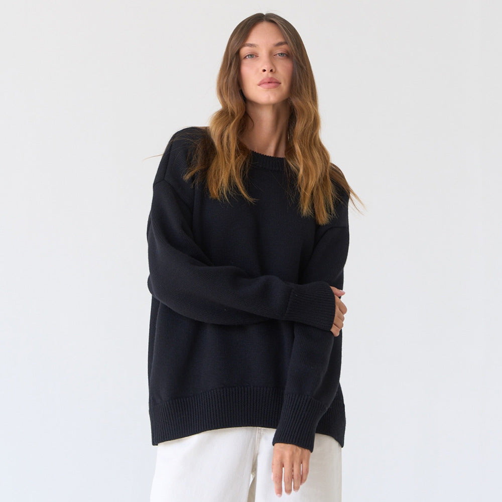 Damen Oversized Pullover mit strukturiertem Strickmuster Drune