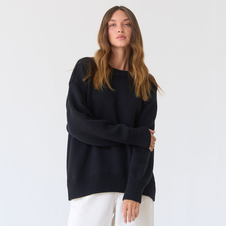 Damen Oversized Pullover mit strukturiertem Strickmuster Drune