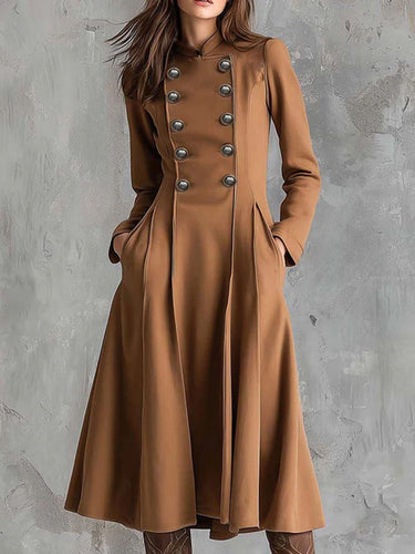Damen tailliertes Mantelkleid mit doppelreihiger Knopfleiste und ausgestelltem Rock Drune