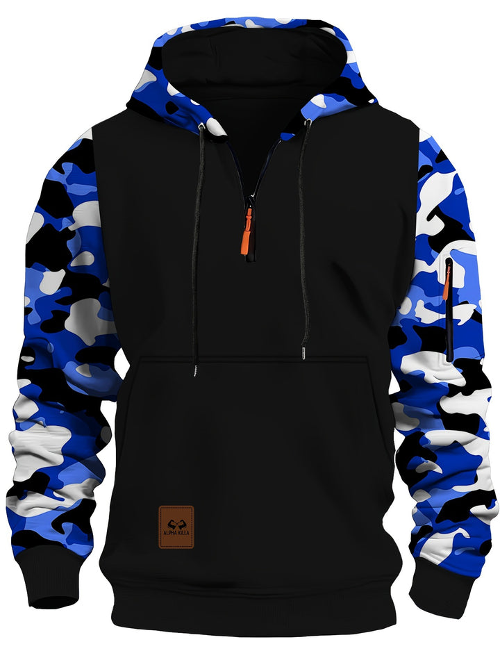 Herren Sportliche Kapuzenjacke mit Camouflage-Ärmeln Drune
