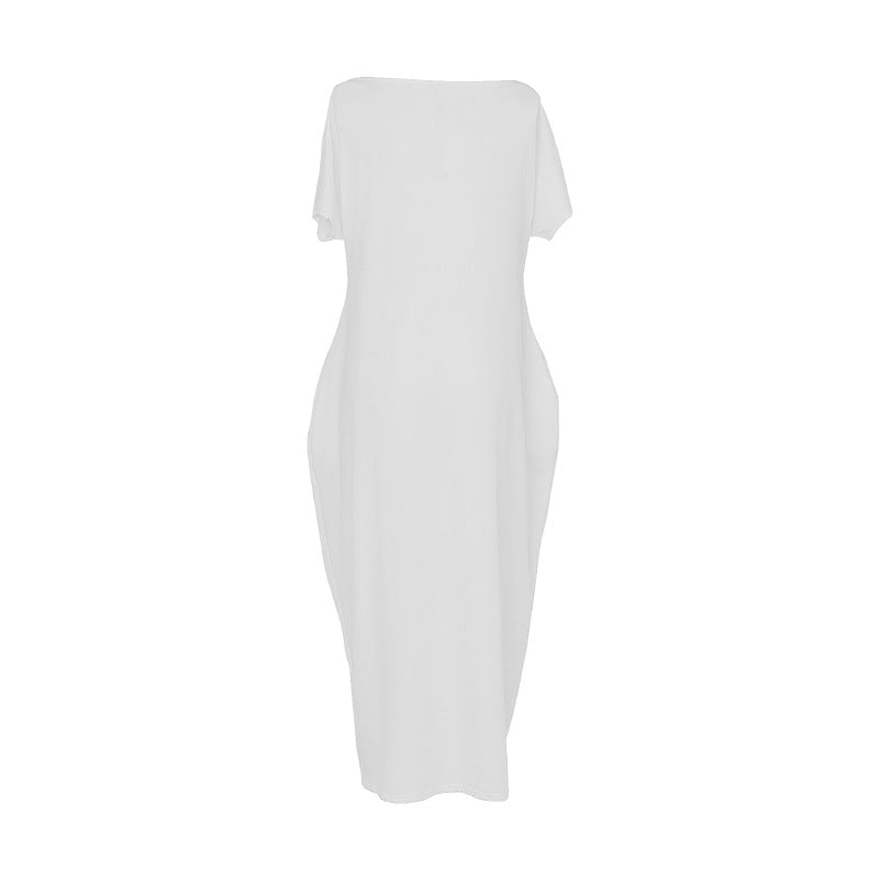 Damen Lockere Maxikleid mit Animal-Print und Seitentaschen Drune