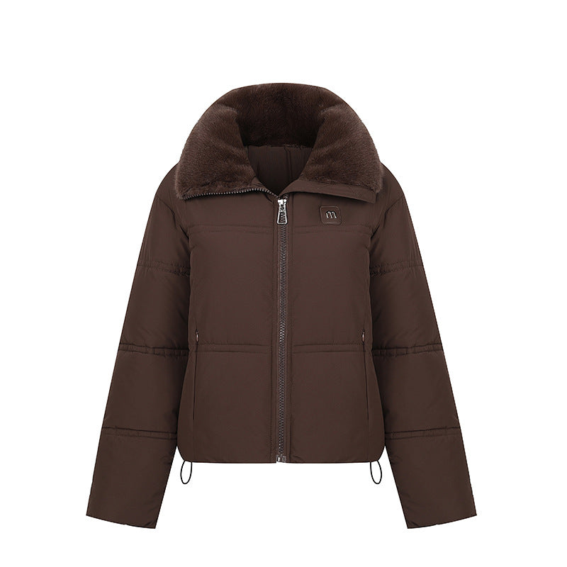 Damen Stylische gefütterte Winterjacke mit abnehmbarem Kragen Drune