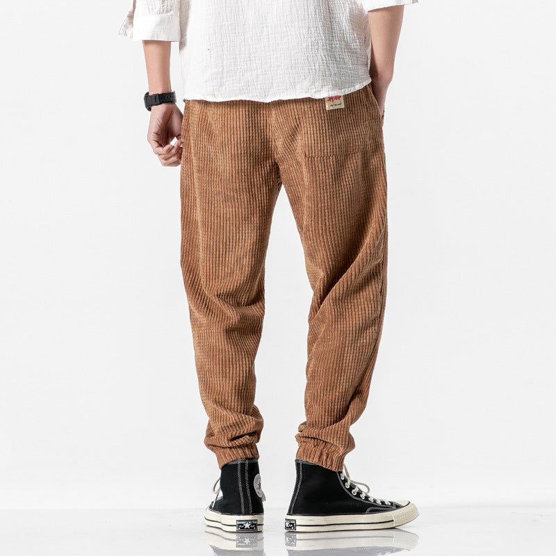 Herren Cordhose im Jogger‑Stil aus Cordvelours mit elastischem Bund und gerippten Beinabschlüssen Drune
