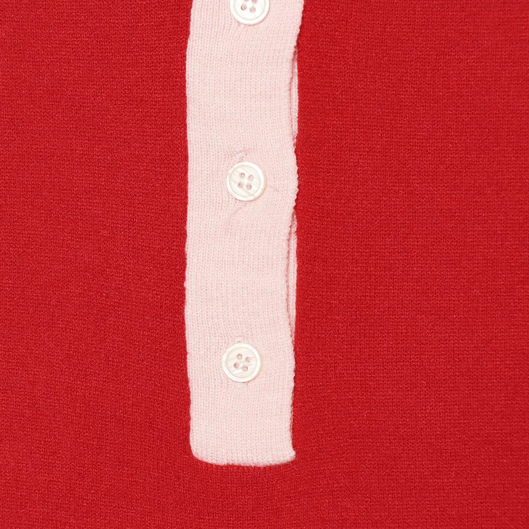 Damen Feinstrick-Poloshirt mit Kontrastkragen und verdeckter Knopfleiste Drune